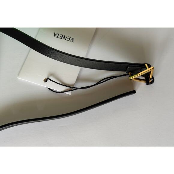 Bottega Veneta Triangle Leather Slim Black Belt 85/34 619759 NWT $390 main image 4